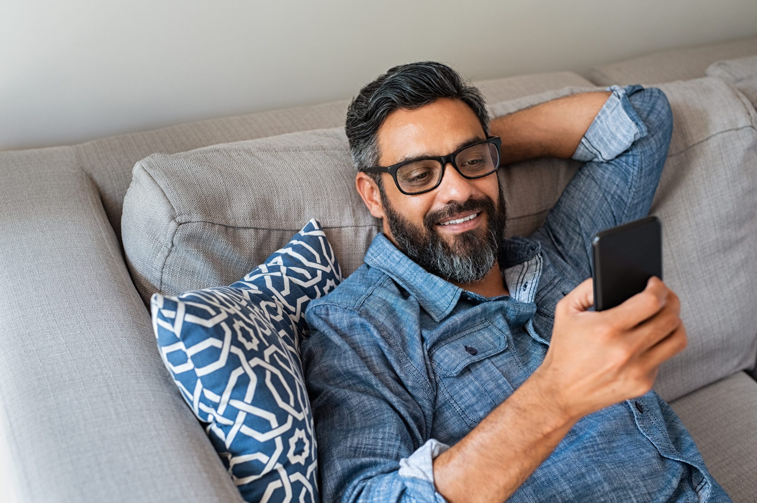 man checking his mobile app